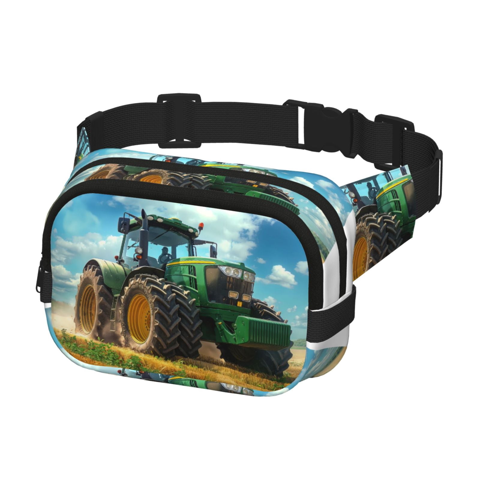 Kuqiui Green Tractor Field Print Fanny Packs for Women Cross Body Waist Bag Fashionable Fanny Pack Designer Workout Hiking Waist Pack Running Travel Gym