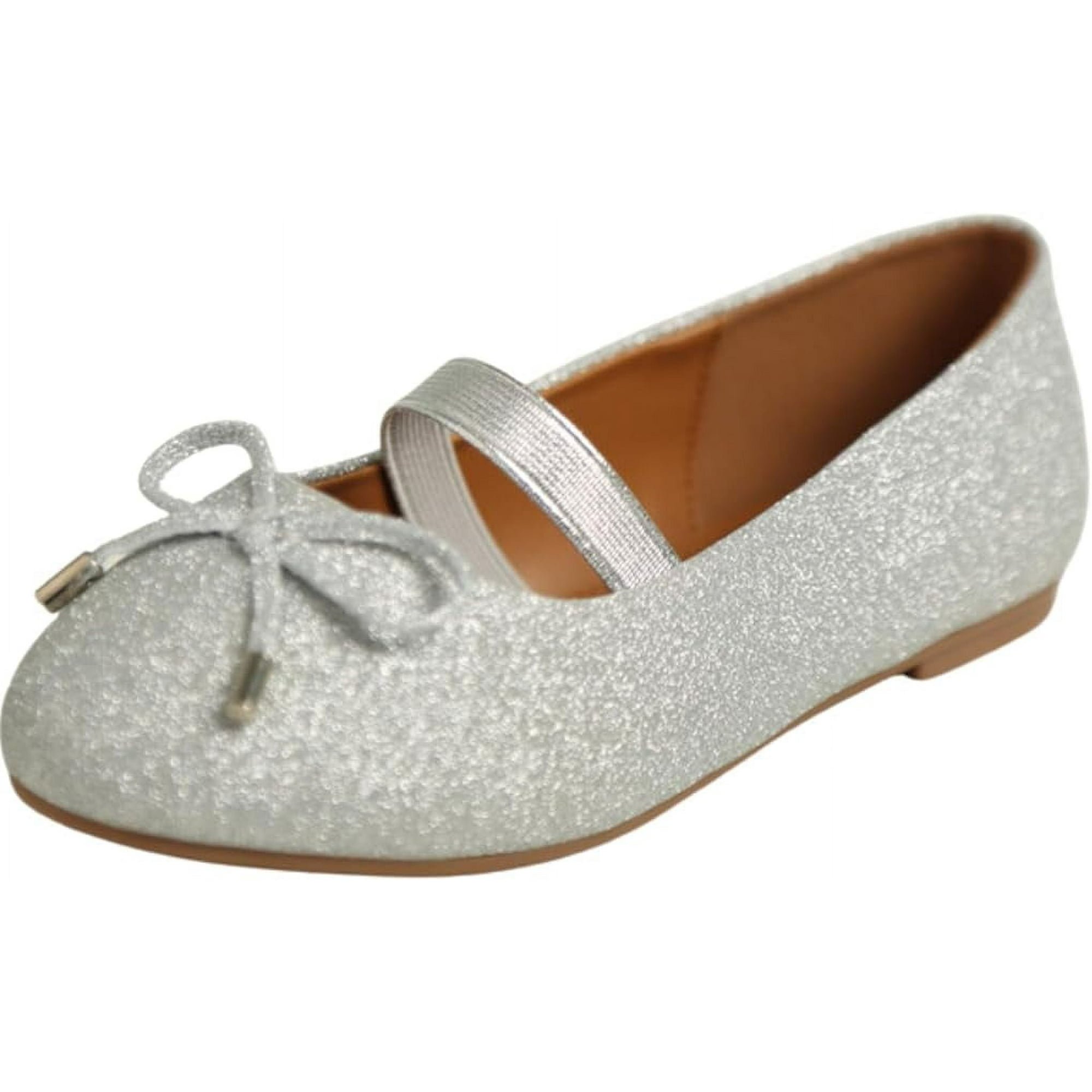 Chaussures Plates pour Filles Enfants Mode N ud Ballerine Mariage Fete Paillettes Demoiselle d Honneur Occasion Confort Poupee a Lanieres Robe