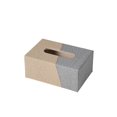 thumbnail image 1 of Caja de pañuelos de tela cuadrada con bordes biselados en colores contrastantes for el hogar, hotel, habitación, escritorio., 1 of 6