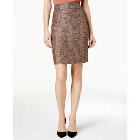 Womens Brown Tweed - Nine West Copper Womens Tweed Straight Pencil Skirt