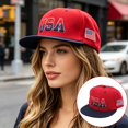thumbnail image 5 of USA Flag Embroidered Flat Brim Baseball Cap, Unisex Hip‑Hop Snapback Sun Hat For Street Dancing Casual Wear, 5 of 8