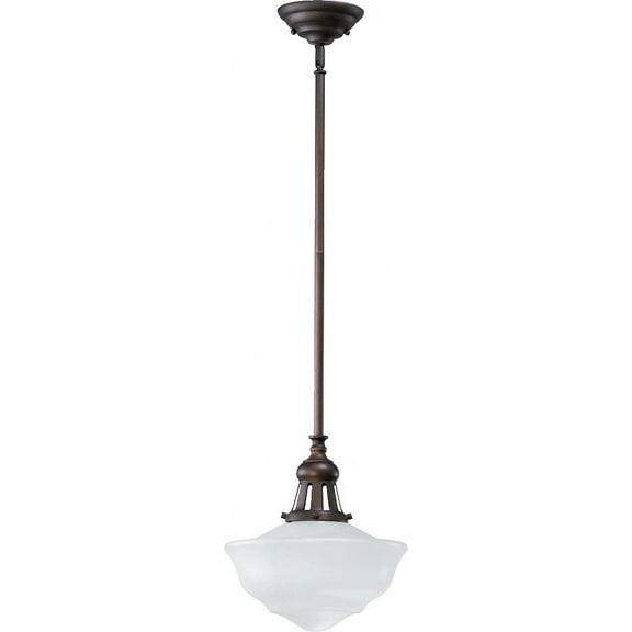 801-12-186 Quorum Lighting 1 Light Schoolhouse Pendant in Transitional style - 12 inches wide by 16 inches high-Oiled Bronze Finish