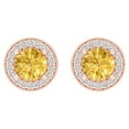 thumbnail image 3 of 14K Solid Gold Screw Back Stud Earrings for Women | 1.18 cttw Round Cut Simulated Yellow Diamond | Rose Gold, 3 of 5