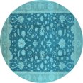 thumbnail image 1 of Ahgly Company Indoor Round Oriental Light Blue Industrial Area Rugs, 4' Round, 1 of 4