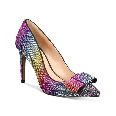 

INC Womens Purple Rainbow Rhinestone Bow Accent Kalina Pointed Toe Stiletto Slip On Dress Pumps 5.5 M