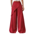 thumbnail image 4 of Women Wide Leg Baggy Flowy High Waisted Pants Loose Fit Casual Cozy Cute Y2k Trousers Red M, 4 of 9