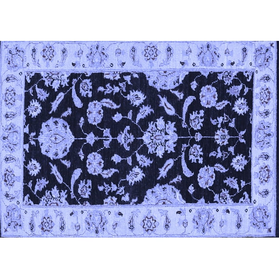 Ahgly Company Machine Washable Indoor Rectangle Persian Blue Traditional Area Rugs, 8' x 10'