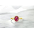 thumbnail image 6 of Gem Stone King 10K Yellow Gold Red Created Ruby and Diamond Engagement Ring for Women (1.15 Cttw, Oval 8X6MM, Available in Size 5, 6, 7, 8, 9), 6 of 7
