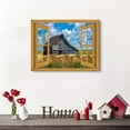 thumbnail image 2 of USA Country Field Canvas Wall Art Fake Window Frame Style Farmhouse Old Barn Painting Wall Decor for Living Room Vintage Nature Landscape Prints Artwork Office Bedroom Bathroom Home Decorations 12x16", 2 of 6