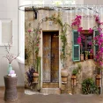 thumbnail image 2 of Farm Style Shower Curtain Garden Potted Italian Green Plants Vintage Windows Mediterranean Greece Scene Curtains Bathroom r, 2 of 6