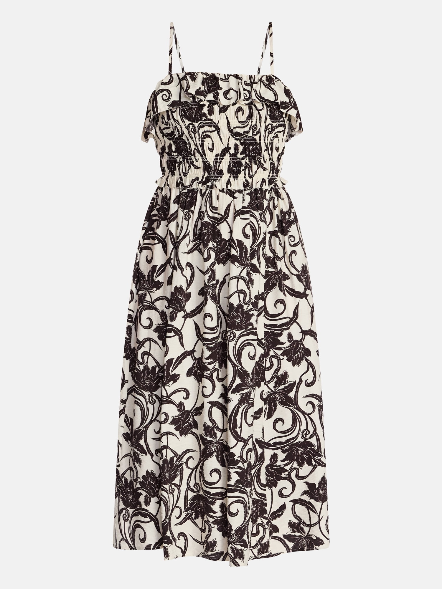 Time and Tru Women's Sleeveless Smocked Midi Dress, Sizes XS-XXXL