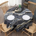 thumbnail image 3 of Marble Black Gold Round Table Cloth,Wrinkle Resistant Table Cover with Polyester,Waterproof Reusable Tableclothes for Easter Birthday Picnic Wedding (Round,60x60inch), 3 of 6