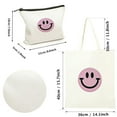 thumbnail image 3 of RUIYC Retro Checkered Pattern Smile Face Trendy 2 Pcs Canvas Tote Bags Cute Aesthetic Tote Bags with Zipper Portable Tote Bag White, 3 of 7