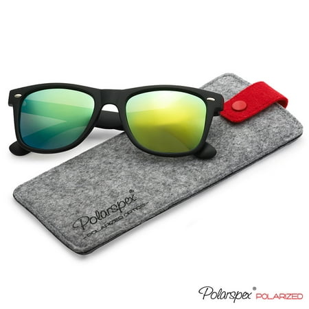 Polarspex Classic 80's Trendy Retro Polarized Sunglasses | Reinforced Metal Hinges | 100% UV Protection | Unisex Style | for Adults, Matte Black / Sunburst Yellow