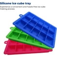 thumbnail image 4 of 3 Pack Silicone Ice Cube Tray With Covers - Large Mold for Freezer, Cocktails - Stackable, BPA & Odor Free - Square Tray with Covers and Stainless Steel Tongs, 4 of 6