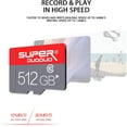 thumbnail image 2 of Tarjeta Micro SD de 512 GB, tarjeta de memoria microSDXC UHS-I de 512 GB con adaptador SD, C10, U3, A2, V30, Full HD, 4K UHD, tarjeta TF de alta velocidad., 2 of 8