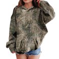 thumbnail image 2 of kmaduk Light Camo Hoodies for Teen Girls Cute Sweatshirt Maple Leaf Print Oversized Fleece Sweatshirts Pullover Tops with Pocket (Grey, 2-3 Years), 2 of 6