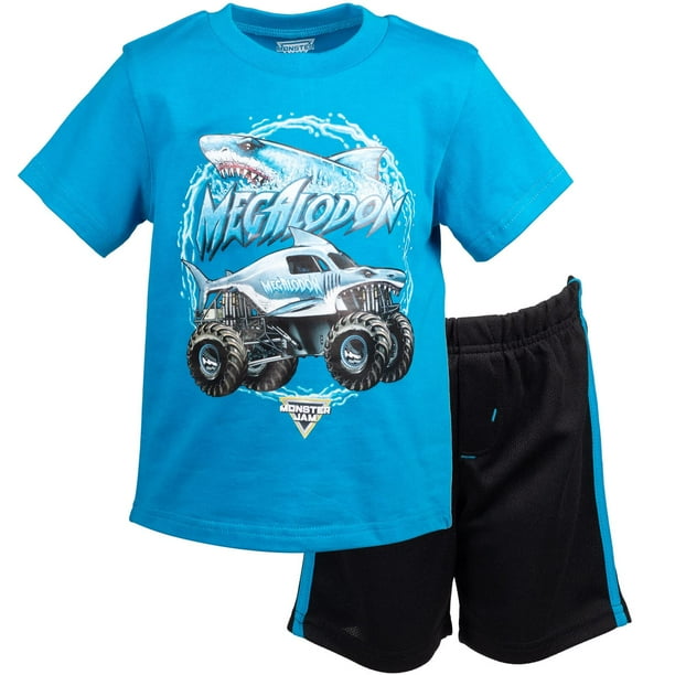 Set de ropa Monster Jam Megalodon para niños pequeños azul/negro 4T