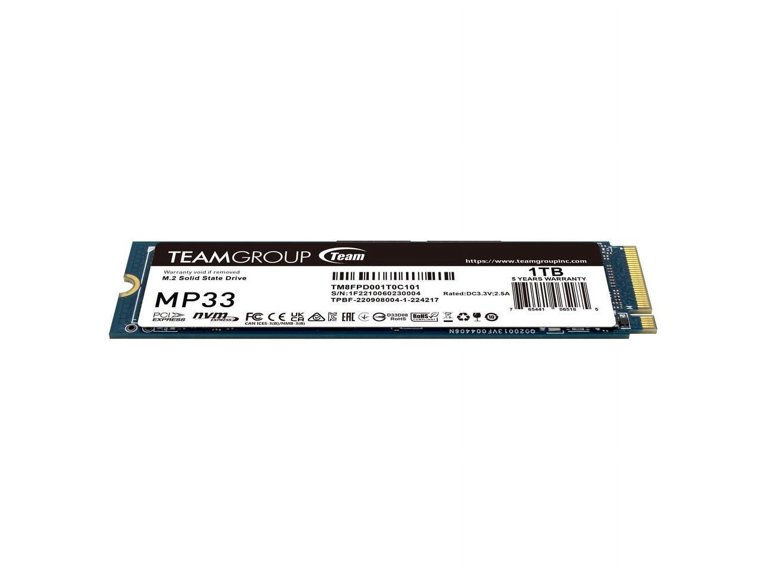 Team Group MP33 PRO M.2 2280 1TB PCIe 3.0 x4 with NVMe 1.3 3D NAND Internal Solid State Drive (SSD) TM8FPD001T0C101