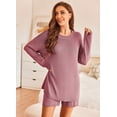 thumbnail image 5 of Ekouaer Sweater Sets Women 2 Piece Lounge Sets Long Sleeve Knit Pullover Tops Short Wide Leg Pants, 5 of 6
