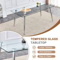 thumbnail image 6 of Tempered Glass Dining Table for 6, Sudica 71" Modern Rectangular Glass Kitchen Table with 4 Silver Plating Metal Legs, 6 of 9