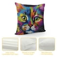 thumbnail image 4 of Shangniulu 18" x 18" Throw Pillow Cover with Cute Cat Printed, Colorful Art Cat Pattern Throw Pillow Case with Hidden Zipper, Square Decorative Cushion Covers Pillowcase Home Sofa Bedroom Car, 4 of 5