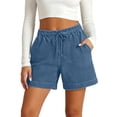 thumbnail image 2 of Womens Shorts Casual Summer Elastic High Waist Wide Leg Loose Fit Stretchy Beach Shorts with Pockets, 2 of 4