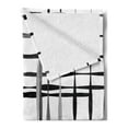 thumbnail image 2 of Modern Art Soft Flannel Fleece Throw Blanket, Minimalist Image Simplistic Spaces and Spare Asymmetric Grids Lines, Cozy Plush for Indoor and Outdoor Use, 50" x 70", Black White, by Ambesonne, 2 of 5