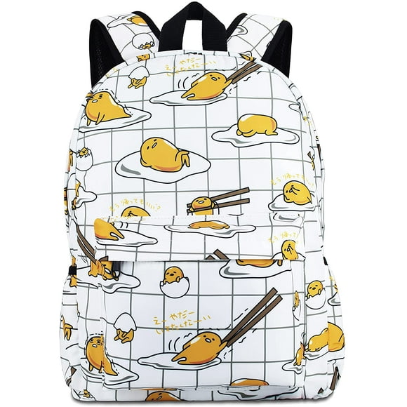 Sac à Dos Anime Gudetama l'Œuf Paresseux pour Adolescent Sac d'École Dessin Animé Imprimé Blanc