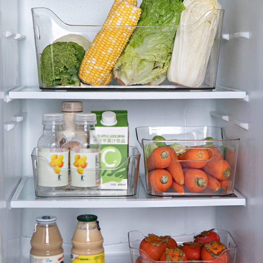 BOLLSLEY 4 Pack Plastic Kitchen Organizer - Storage Holder Bin with Handles for Pantry, Cupboard, Cabinet, Fridge/Freezer, Shelves, and Counter - Holds Canned Food, Snacks, Drinks, and Sauces