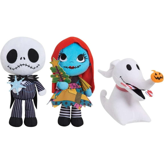 Disney Tim Burton’s Nightmare Before Christmas Small Plushie 3-Piece Set, Officially Licensed Kids Toys for Ages 3 Up by Just Play