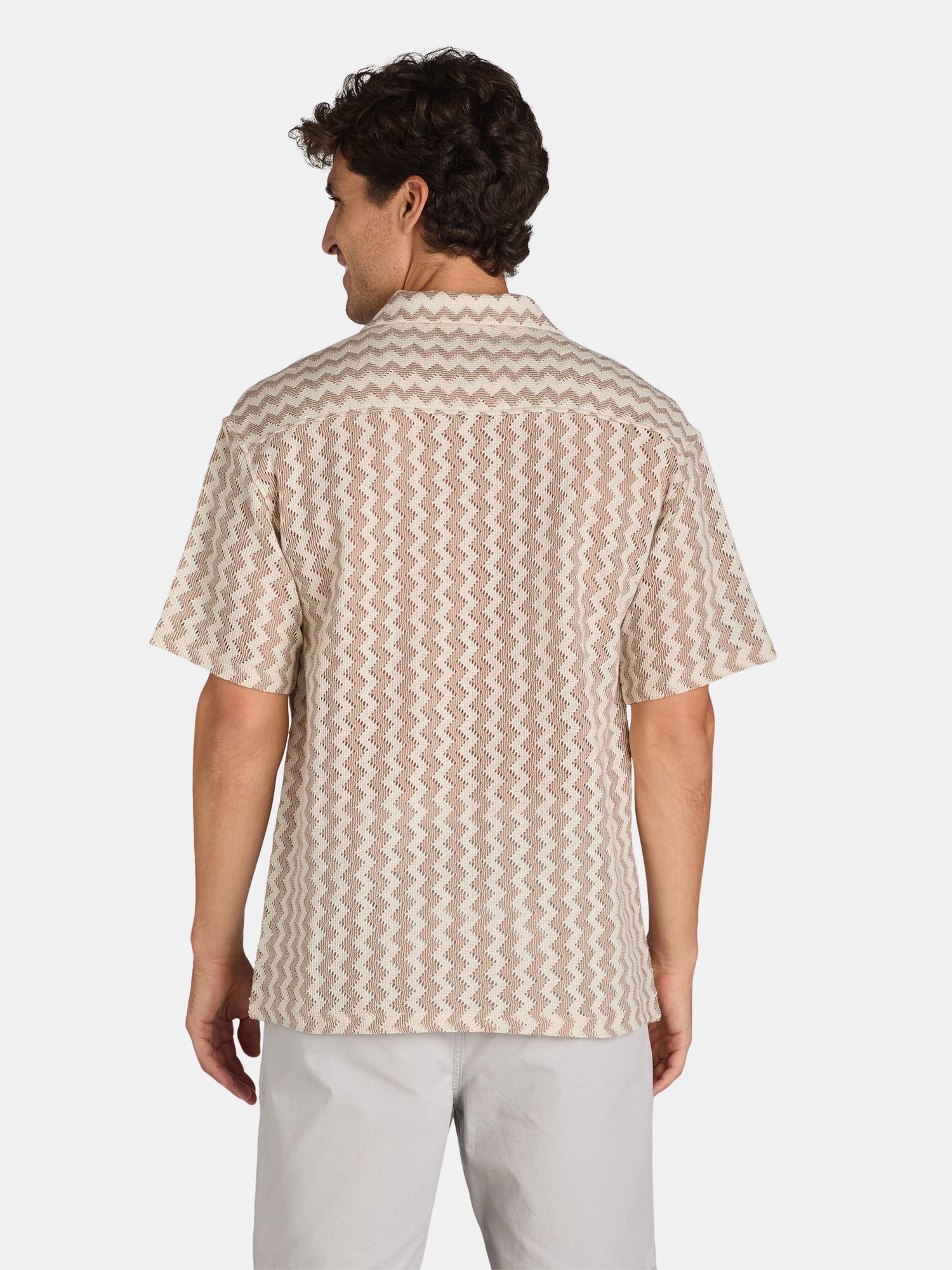 Tribekka 44 Men's Zig Zag Knit Camp Shirt, Sizes XS-2XL