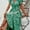 Green, variant on Womens Floral Summer Dress Casual Wrap V Neck Short Sleeve Belted Beach Bohemian Maxi Dress, XL