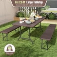 thumbnail image 2 of Barara King Heavy Duty Picnic Tables,6 Feet Folding Table with Wood Grain HDPE Tabletop and Safe Lock Mechanism-Brown, 2 of 10