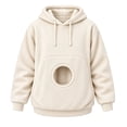 thumbnail image 2 of Stralyhd Unisex Hoodies with Pet Pouch Oversized Cat Carrier Large Front Pocket Loose Sweatshirt Animal Holder Cozy Long Sleeve Hoodies Beige 2XL, 2 of 7