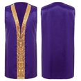 thumbnail image 4 of Doomiva Girls Boys Sequins Satin Dance Tunic Liturgical Praise Dance Top Sleeveless Open Front Split Worship Choir Robe Purple 8, 4 of 4