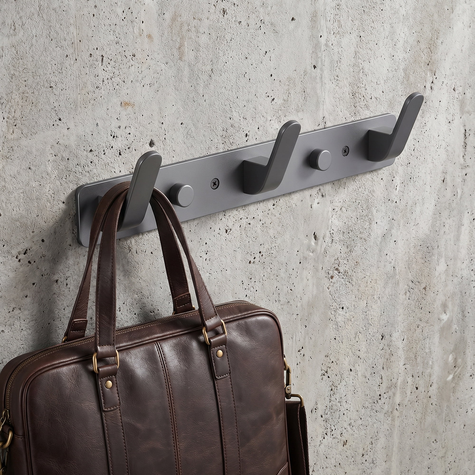 Unique Bargains Coat Rack Wall Mount for Entryway Bathroom Bedroom Gray 3 Hooks