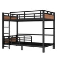 thumbnail image 5 of Haodian Twin XL over Twin XL Metal Bunk Bed/Metal Loft Bunk Bed,Separable Bunk Beds,with Raised Security fence,Walnut Color, 5 of 18