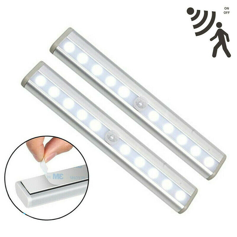 PIR Motion Sensor 10 LED Night Light Battery Operated Lamp with Magnetic Strip 