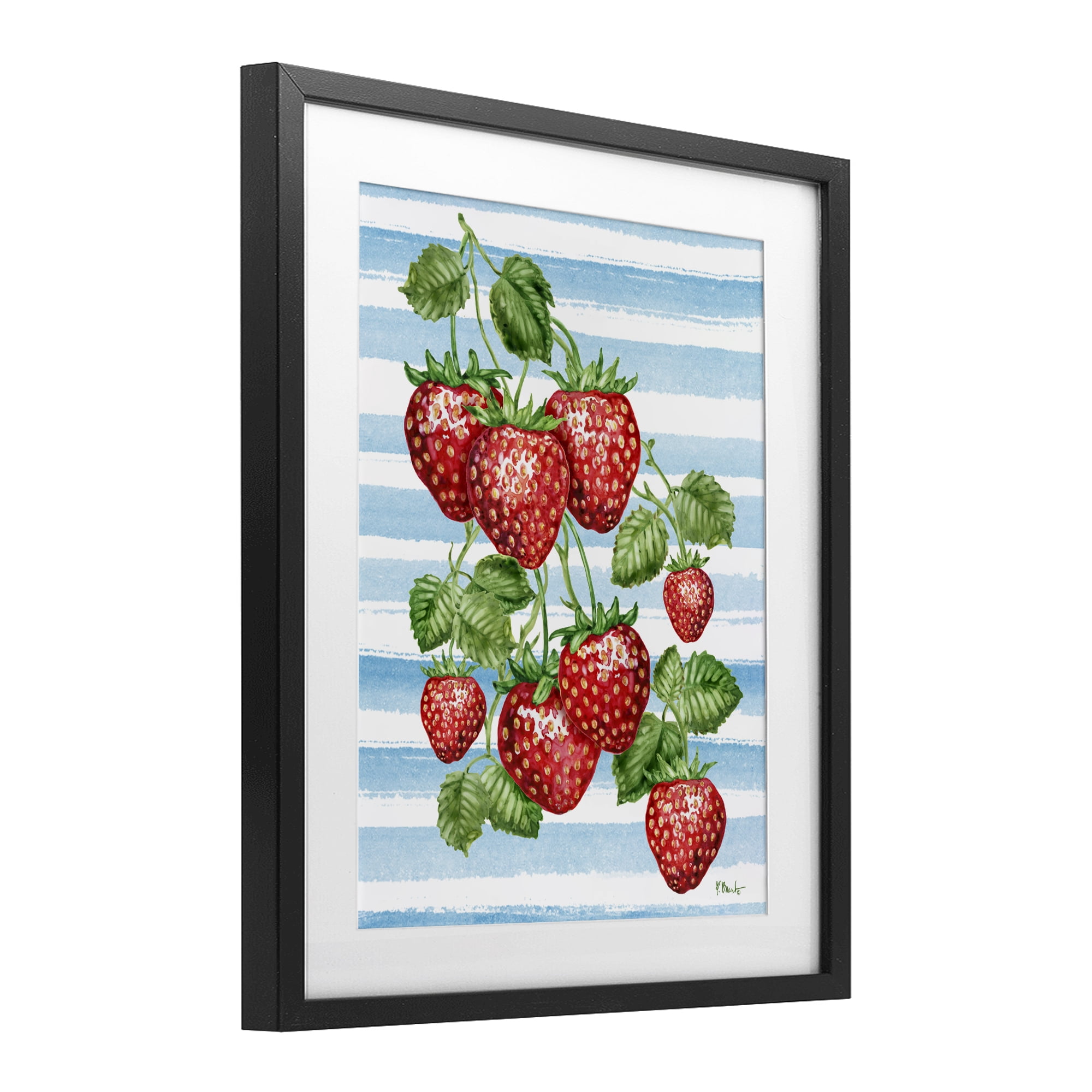 Stupell Industries Juicy Strawberry Vine Black Framed Print Under Glass, design by Paul Brent