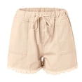 thumbnail image 7 of ZRBYWB Women's Shorts Women Elastic Waist Drawstring Casual High Waist Rugged Denim Shorts Women's Fashion Outdoor Summer Shorts, 7 of 7