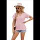thumbnail image 1 of Camisetas con Cuello en V y Bordado de Ojales para Mujer, Blusas Casuales y Bonitas de Verano, Ropa de Playa A para Vacaciones Rosa S, 1 of 7
