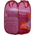 thumbnail image 4 of Premium Heavy-Duty Mesh Pop-Up Clothes Laundry Hamper - Home & College Essentials Pink (14"x14"x24"), 4 of 5
