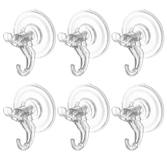 Gutsdoor Suction Cup Hooks, 6 Pcs Heavy Duty Clear Strong Suction Hooks 11lbs Load, Waterproof Reusable Shower Suction Hooks for Window Glass Tile, Suction Cups for Bathroom Kitchen