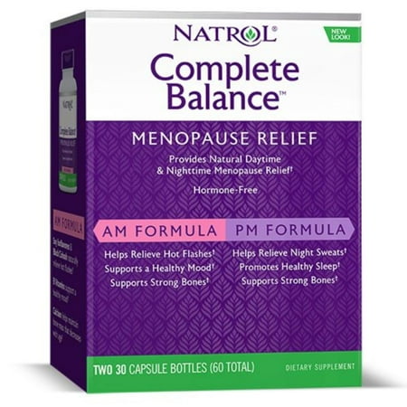 Complete Balance A.M./P.M. Formula for Menopause, Two, 30 Capsule Bottles, SUPPORTS ALL STAGES OF MENOPAUSE: Natrol Complete Balance A.M./P.M. formula for.., By