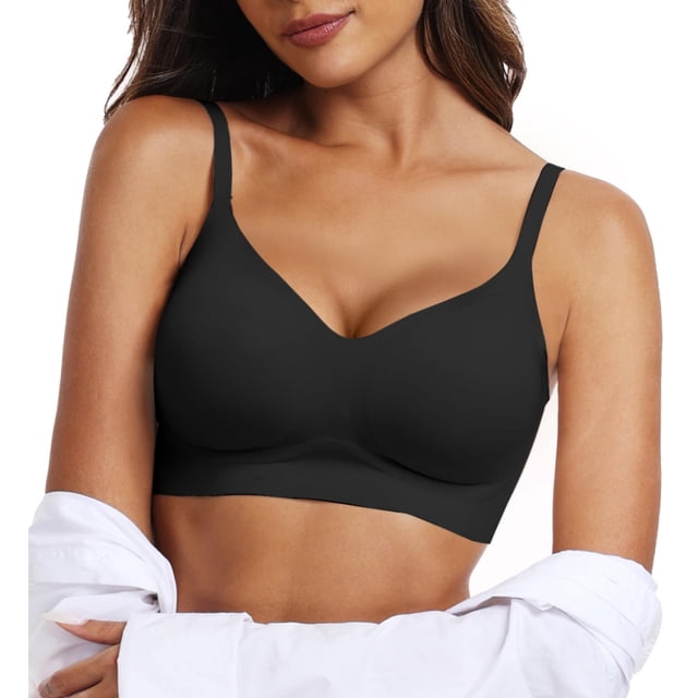 Sujetador inalámbrico OEAK Comfortable Push Up con soporte total negro S
