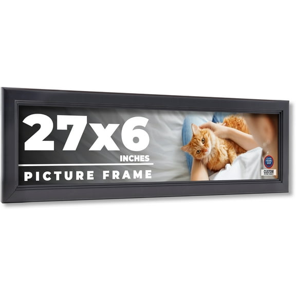27x6 Frame Black Passaggi Solid Wood Picture Frame Width 1.5 Inches | Interior Frame Depth 0.5