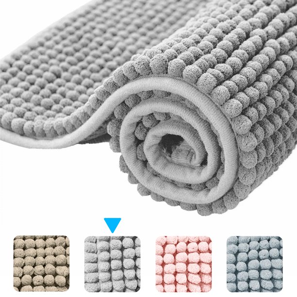 SUPTREE Chenille Bath Rug for Bathroom Floor, Non Slip Bathroom Floor