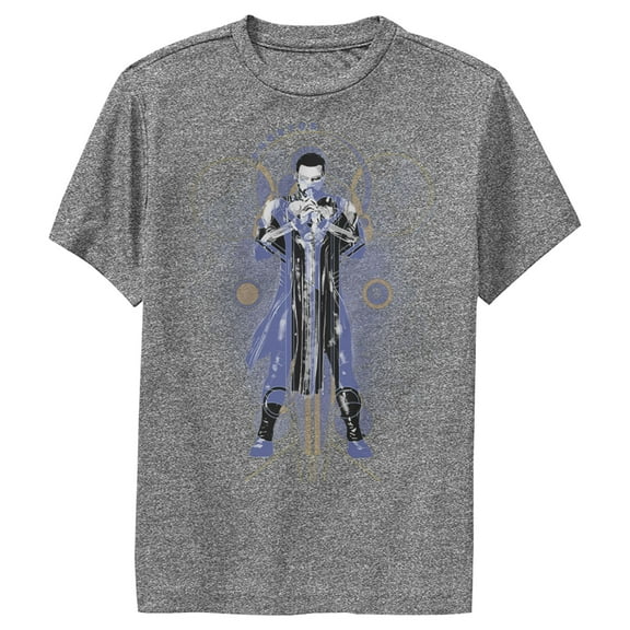 Boy's Marvel Eternals Phastos Circles Performance Graphic Tee Charcoal Heather X Large