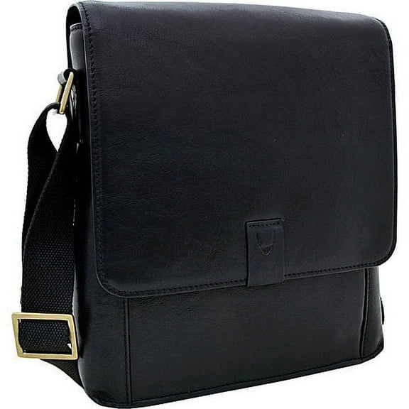 Aiden Black/Beige/Brown Leather Medium Vertical Messenger Bag